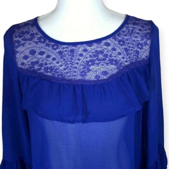 BLUE PURPLE BLOUSE SZ.S/M EUC - Picture 2 of 3